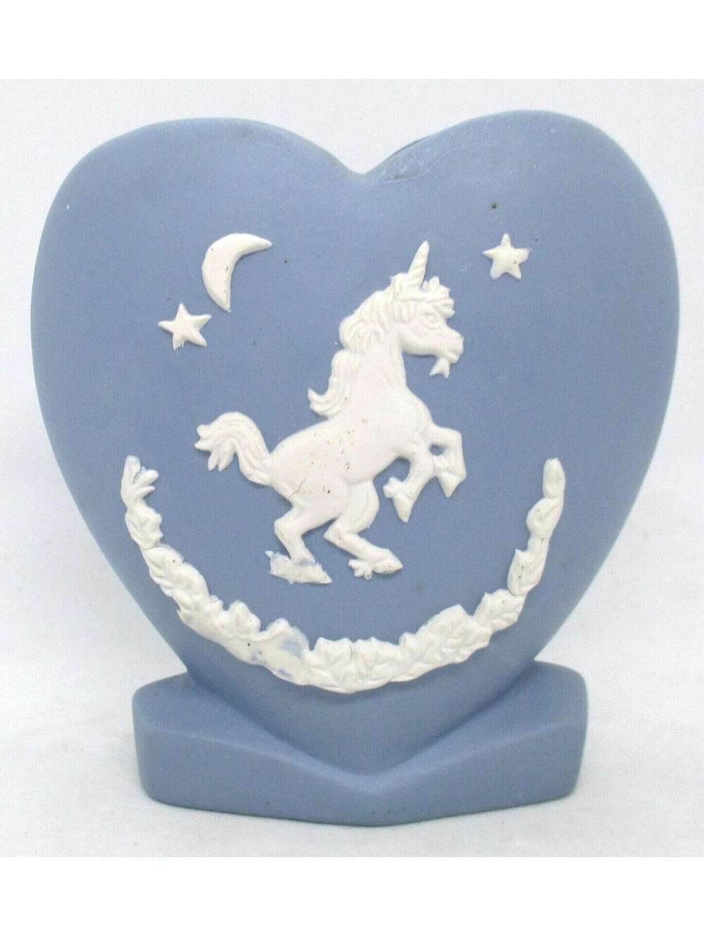 Artmark Accents White Unicorn on Blue Heart Vase